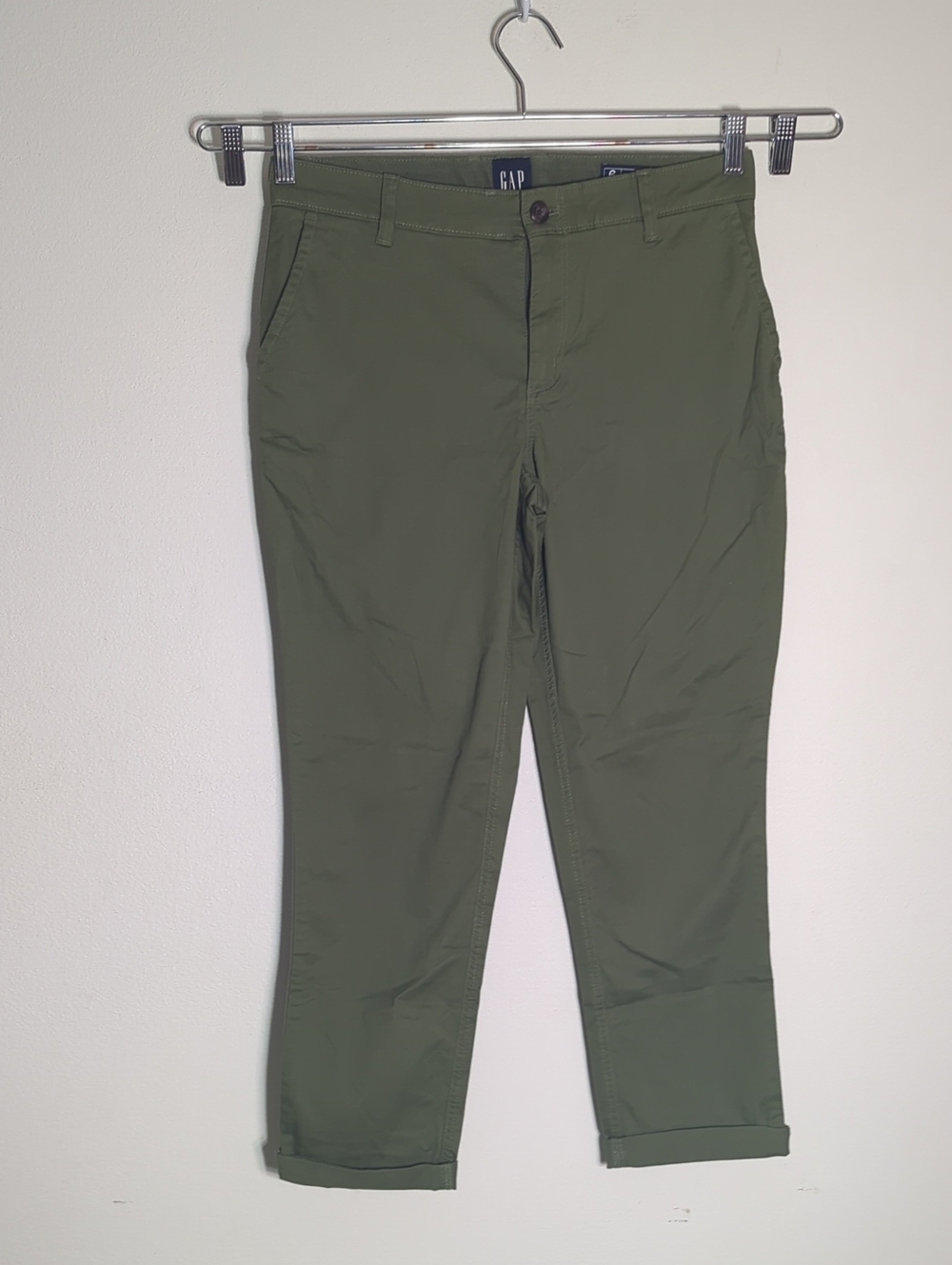 Gap Womens Pants Relaxed Girlfriend Olive Army Green Gorpcore Chino Stretch sz 6
